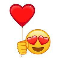 Smiling face with heart eyes with red heart baloon Large size of yellow emoji vector