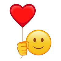 Slightly smiling face with red heart baloon Large size of yellow emoji smile vector