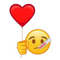 Face with thermometer with red heart baloon Large size of yellow emoji vector