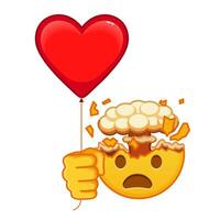 Sad face with red heart baloon Large size emoji vector