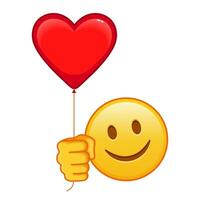 Slightly smiling face with red heart baloon Large size of yellow emoji vector