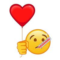 Face with thermometer with red heart baloon Large size of yellow emoji smile vector