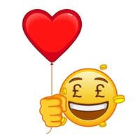 Pound face with red heart baloon Large size of yellow emoji smile vector