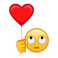 Face with rolling eyes with red heart baloon Large size of yellow emoji smile vector