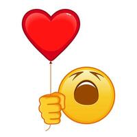 Tired face with red heart baloon Large size of emoji smile vector