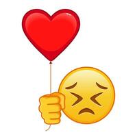 Persistent facial expression face with red heart baloon Large size of yellow emoji smile vector