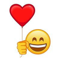 Smiling face with open mouth and laughing eyes with red heart baloon vector