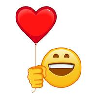 Grinning face with red heart baloon Large size of emoji smile vector