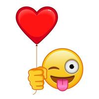 Face with tongue hanging out and winking eye with red heart baloon vector
