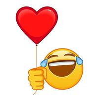 Face with tears of joy with red heart baloon Large size of emoji smile vector