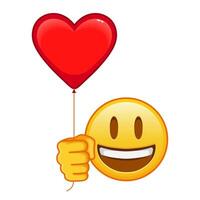 Smiling face with open mouth with red heart baloon Large size of yellow emoji smile vector