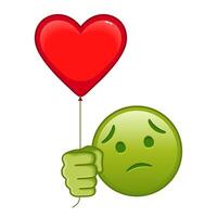 Nauseated face with red heart baloon Large size of green emoji smile vector