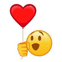 Winking face with red heart baloon Large size of yellow emoji smile vector