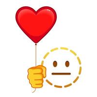 Line neutral with red heart baloon Large size of yellow emoji smile vector