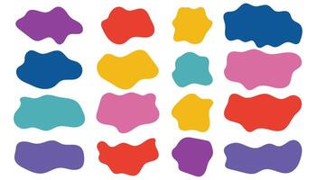 Set of oval organic stains, colorful irregular form. Simple freeform, asymmetric blob, backgrounds. vector