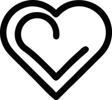 A simple line art drawing of a heart with a checkmark inside symbolizing love, approval, acceptance, or confirmation vector
