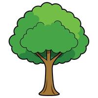 A Simple Cartoon Drawing of a Lush Green Tree with a Thick Trunk vector