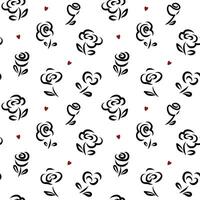 Rose Seamless Pattern, rose and hearts pattern vector