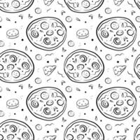 Big Pizza Seamless Pattern, Cheese, Tomatoes, pattern vector