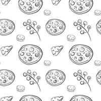 Pizza Seamless Pattern, Cheese, Tomatoes, pattern vector