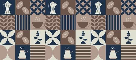 Minimalistic modern pattern with coffee. Can be used for design of cover, packaging, menu, background, cafe wall, coffee shop, banners. vector
