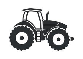 black and white tractor icon side view on white background vector