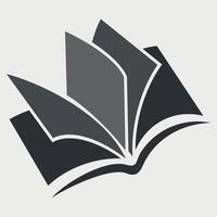 black and white simple icon of open book on white background vector