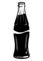 black and white icon of glass bottle of soda on white background vector