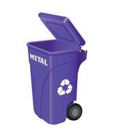 waste container for metal scraps with open lid lilac color on white background vector