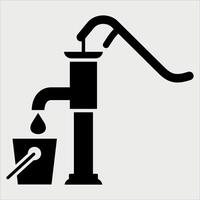 black and white simple water pump icon on white background vector