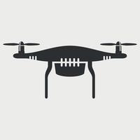 black quadcopter drone icon on white background vector