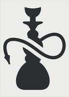 black and white hookah smoking icon on white background vector