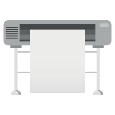 cutting plotter and wide format printer icon on white background