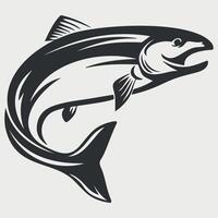 black and white icon of sea fish on white background vector