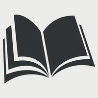black and white simple icon of open unfolded book isolated on white background vector