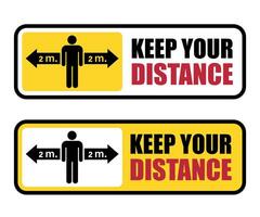 sign plate keep distance on white background vector