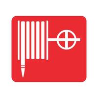 fire shield icon with red hose on white background vector