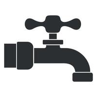 black icon of water tap with valve on white background vector
