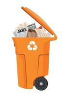 yellow paper waste container on white background vector