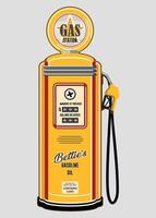 yellow retro petrol column on white background vector