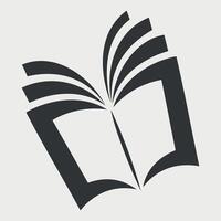 black and white simple icon of open unfolded book on white background vector