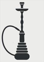 black and white simple hookah smoking icon on white background vector