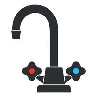 black and white water tap icon on white background vector
