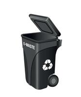 electronic waste container with open lid black color on white background vector