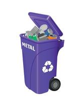 trash container for metal scraps with lilac colored garbage on white background vector