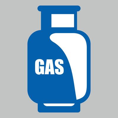 blue gas cylinder icon on white background