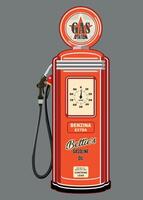 red retro petrol column on white background vector