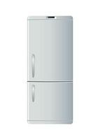 white refrigerator front view on white background vector