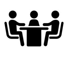 black and white icon of business meeting at the negotiating table on white background vector
