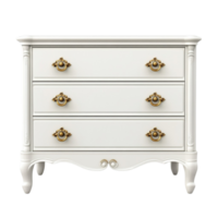 White Chest of Drawers with Gold Hardware png